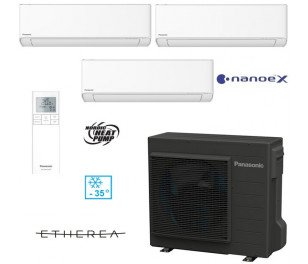 Panasonic 7,5/8,6kW (CU-3Z75ABEC) Multisplit ar trim iekštelpu blokiem 2,5/3,4kW NZ Etherea (Nanoe X) (CS-NZ25YKE-1)